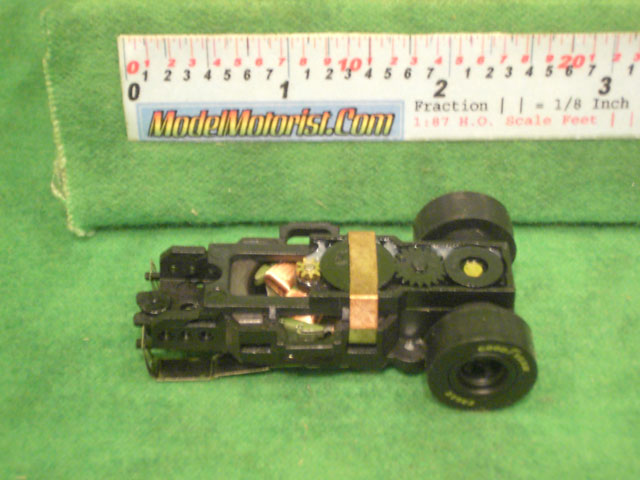 Top view of Auto World Dragster HO Slot Car Chassis