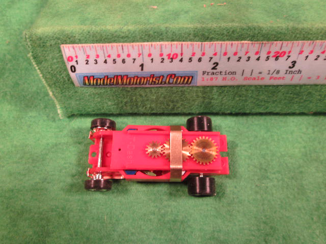 Top view of Dash IROC Red (Correct) HO Slot Car Chassis