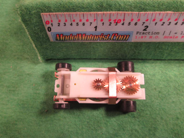 Top view of Dash T 2.0 Glow-In-The-Dark HO Slot Car Chassis