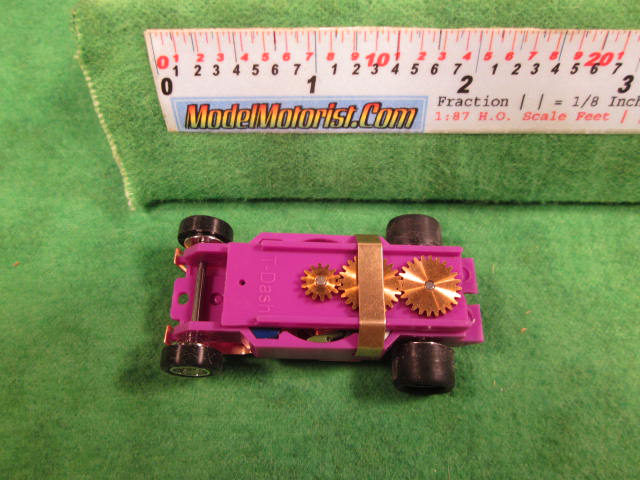 Top view of Dash T 2.0 Light Purple HO Slot Car Chassis