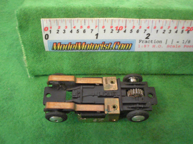 Bottom view of Lionel HO Slot Car Chassis (Gray)