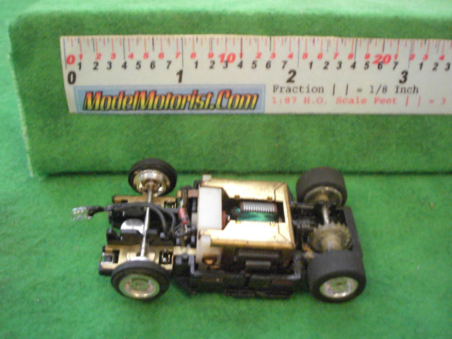 Top view of Tyco Lighted Curve Hugger Slot Car Chassis