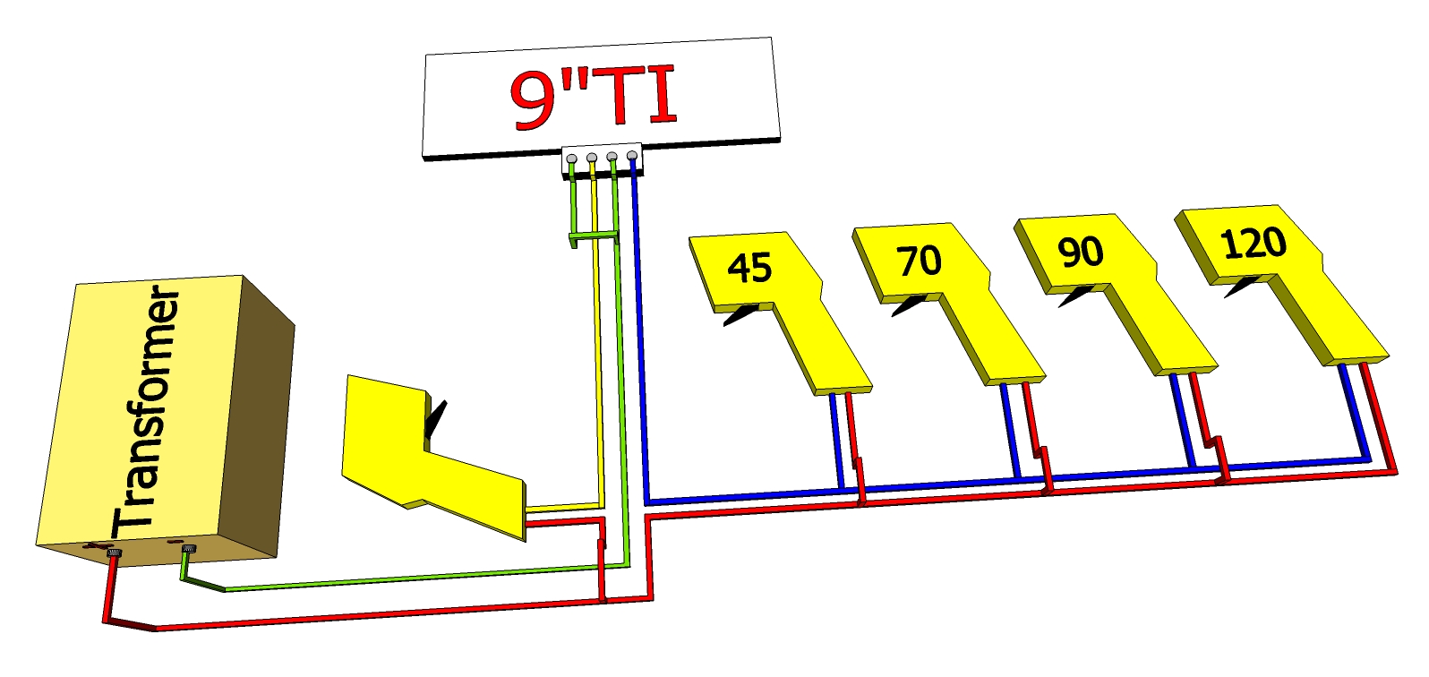 Two Lane Track using Clip On Terminal with Two Triggers and Brakes wiring